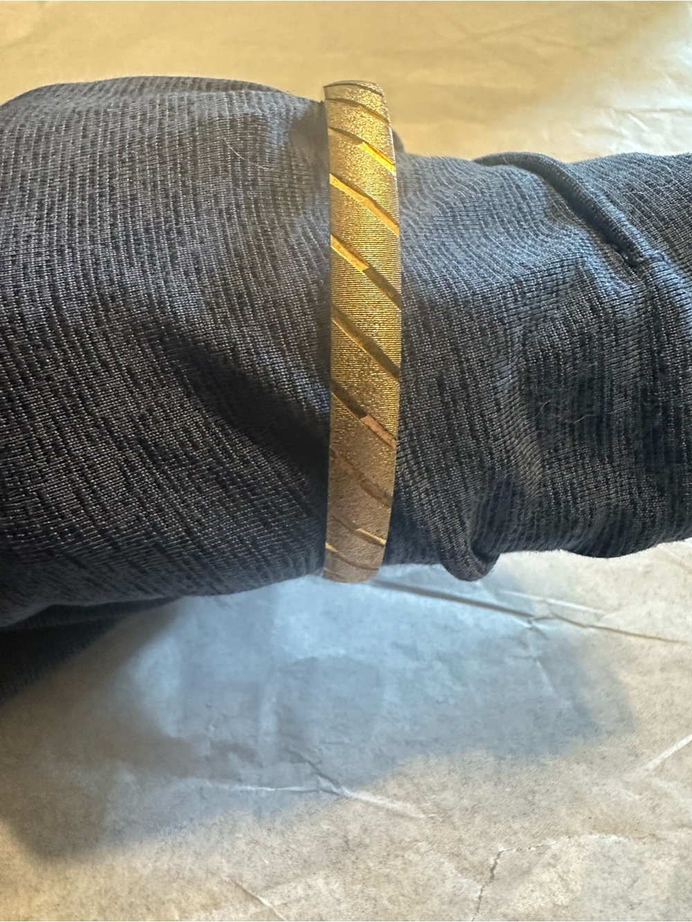 Monet Gold-Tone Textured Bangle Bracelet | Vintage Etched